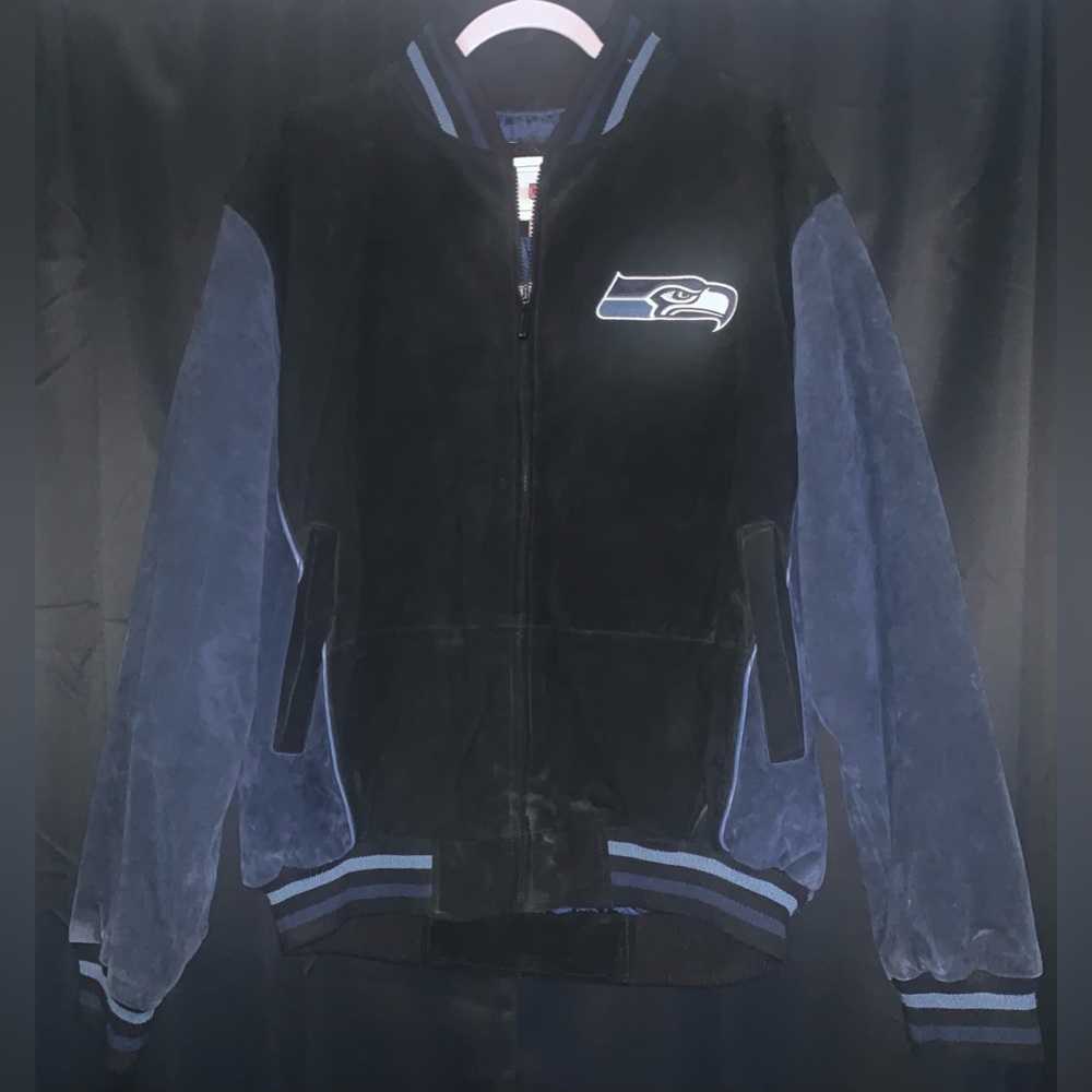 OFFICIAL NFL SEATTLE SEAHAWKS SUEDE LEATHER BOMBER JACKET
